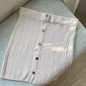 ATM Anthony Thomas Melillo Cream Ribbed Mini Pencil Skirt